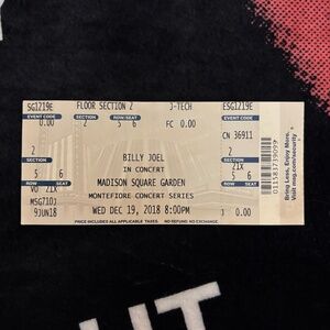BILLY JOEL 12/19/2018 Madison Square Garden New York Concert Ticket Stub 2018